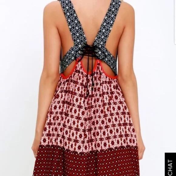 Lulu's La Vie En Roses Navy and Red Floral Print Dress Size Small - Picture 3 of 9